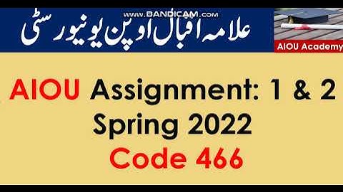 AIOU Code 466-1 & 2 Solved Assignments Spring 2022