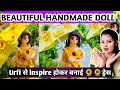 😱Beautiful Handmade Doll|Urfi Javed से inspire होकर बनाई Sunflower Dress|How To Make Doll With Clay