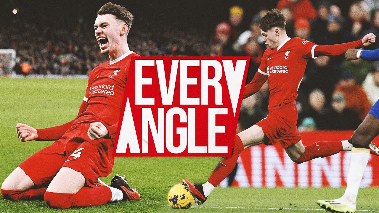 Every Angle of Conor Bradley's First Goal for the Reds