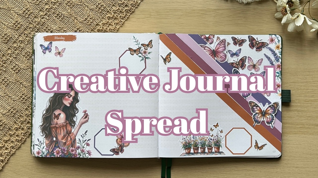 Butterfly Dutch Door Spread | Creative Journaling in My 8x8 Journal