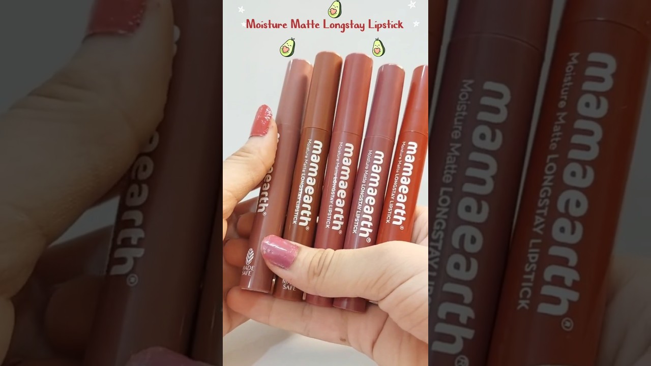 Can't get enough of Mamaearth's Moisture Matte Longstay Lipstick! Avocado oil and Vitamin E 🫧🥑