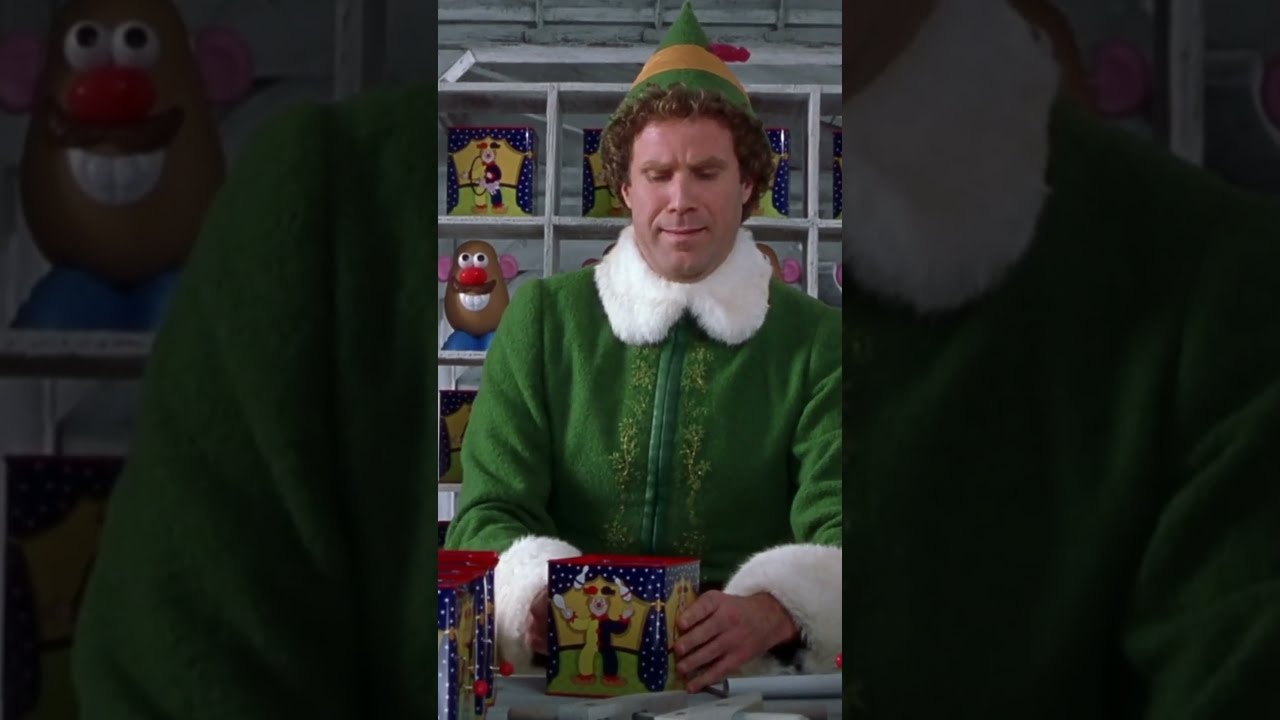 ELF MOVIE - Buddy, Jack-in-the-Box toy testing. 