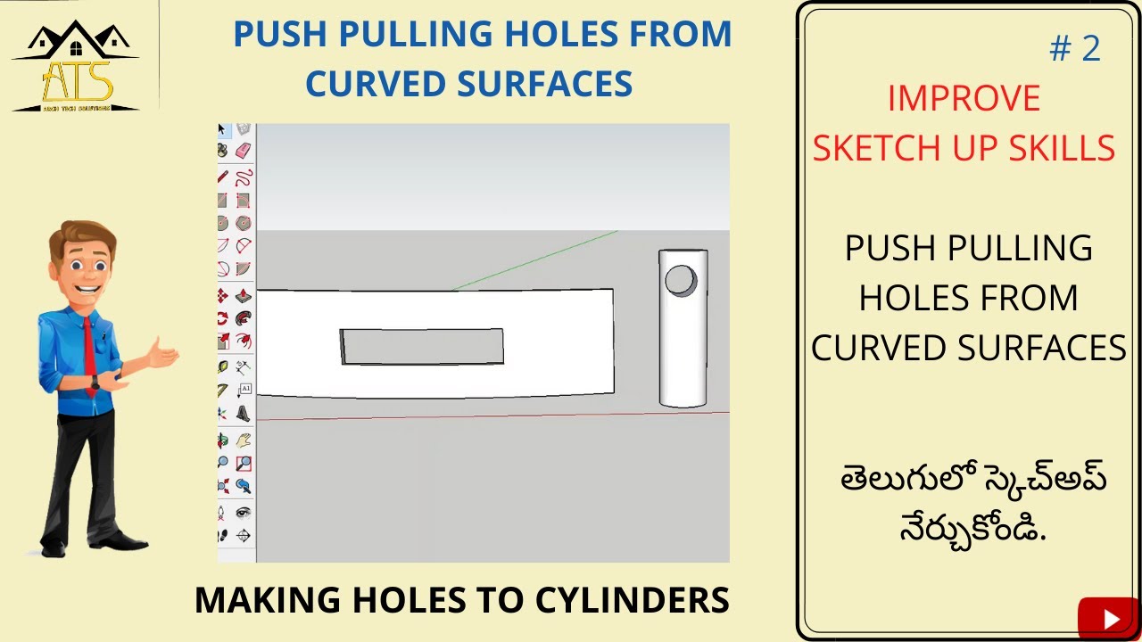 How to push pull holes from curved walls in Telugu. ATS Cutting
