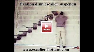 traçage et fixation d un escalier suspendu-floating stair wall fixation