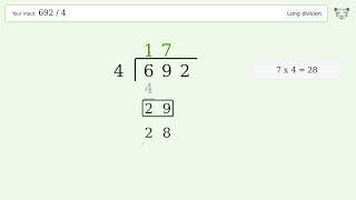 692/4 Long Division — Step-by-Step | Tiger Algebra Solver