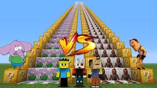 FİL NECATİ VS HELLO NEIGHBOR MERDİVEN ŞANS BLOKLARI - Minecraft