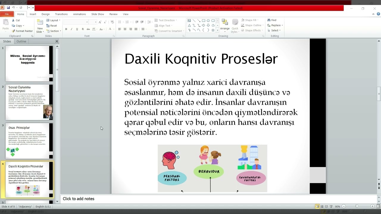 Sosial Öyrənmə Nəzəriyyəsi haqqında. Təsvir hissəsində mövzuya aid 10 test tapşırığı verilmişdir.