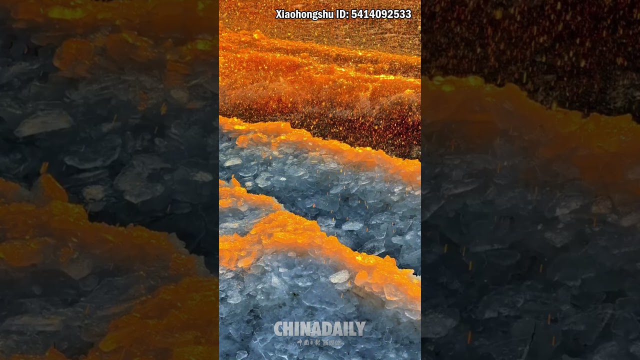 Glimmering ice, golden light