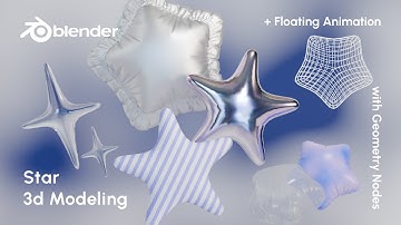 Star 3D Modeling in Blender + Floating Animation with Geometry Nodes