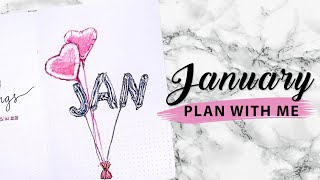 PLAN WITH ME January 2020 Bullet Journal Setup | Silver Foil Balloon Theme