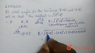 At what angle do the two forces (P + Q) and (P – Q) act so that the resultant is sqrt(3P^(2)+Q^(...