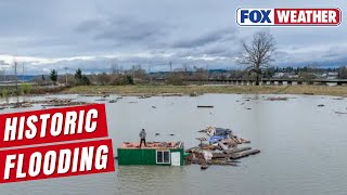 Historic Flooding In Pacific, Washington After Reported Levee Failure Around The White River