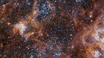 ESO: Panning across the rich region around the Tarantula Nebula in the Large Magellanic Cloud