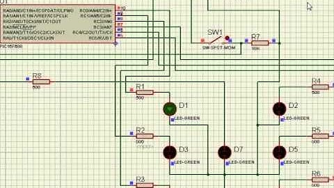 Electronic dice circuit simulated in Proteus software