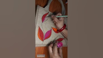 A Customized Fabric painting  on a Jute bag. How to design a jute bag using Acrylic Colors. #jute
