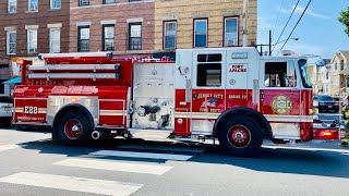 BRAND NEW JERSEY CITY FIRE DEPARTMENT ENGINE 22 RESPONDING FROM QUARTERS ON OCEAN AVENUE IN JERSEY.