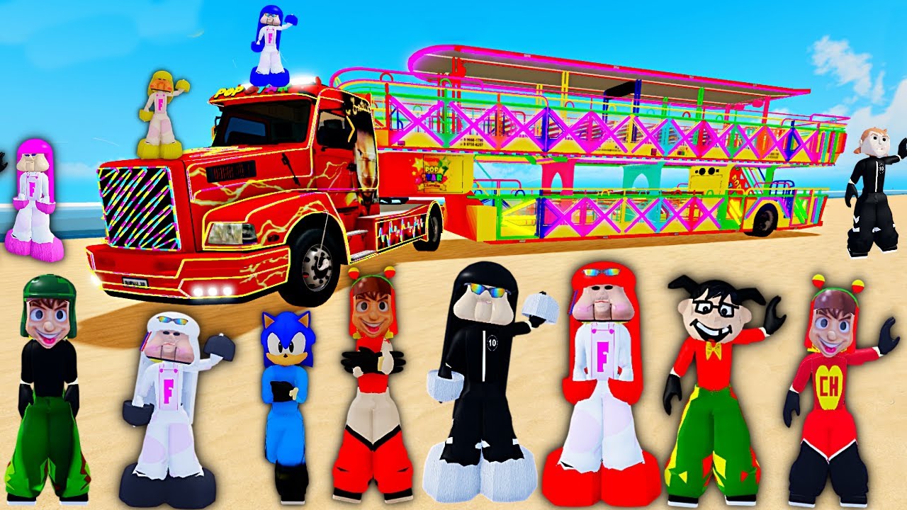 O MELHOR DIA TRABALHANDO de FOFÃO com Todos os Personagens da CARRETA FURACÃO no jogo Roblox