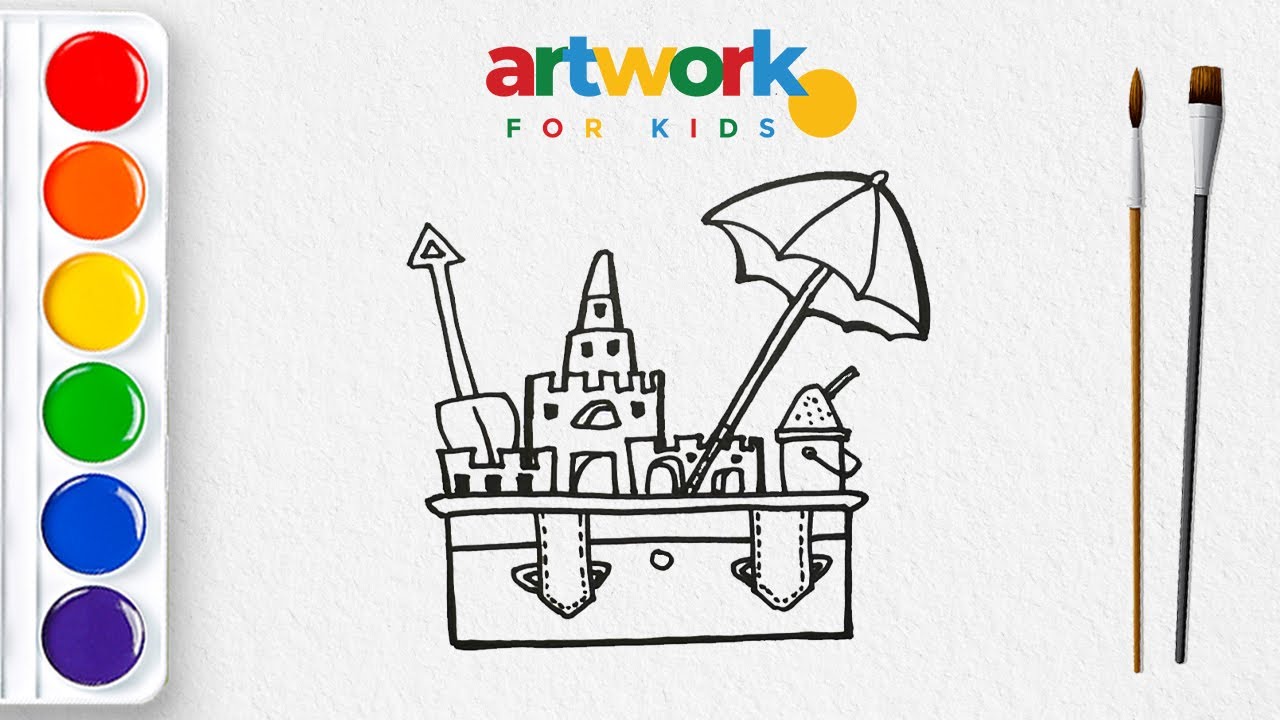 How To Draw A Holiday Suitcase With Sand Castle Easy Drawing Step By how-to-draw-a-holiday-suitcase-with-sand-castle-easy-drawing-step-by