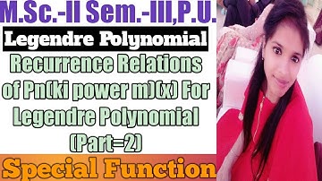 Recurrence Relations For Pn(ki power m)x of Legendre