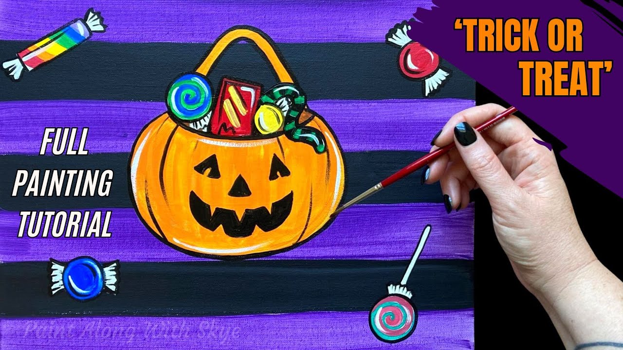 🍭EP181- 'Trick or Treat' Halloween acrylic painting tutorial with