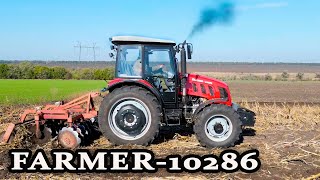 Трактор FARMER-10286 первый день в поле! Кран манипулятор GENERAL.