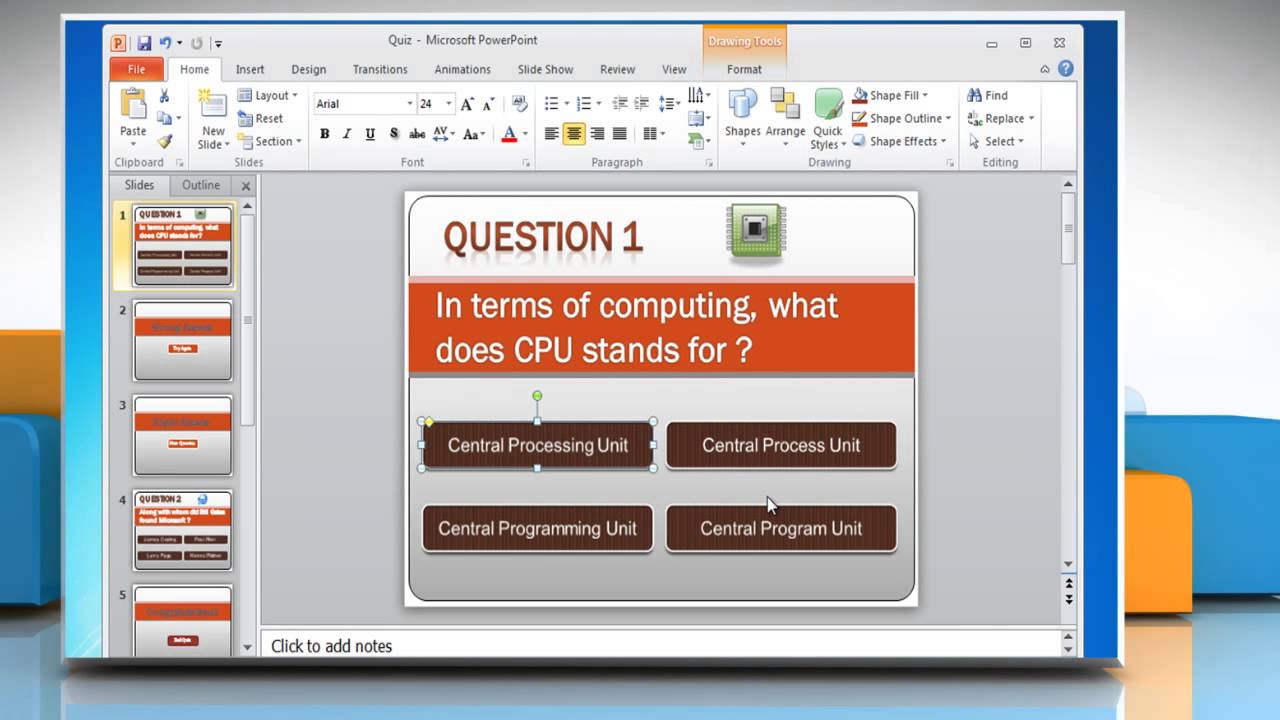 How to make a Quiz on PowerPoint 2010 - YouTube