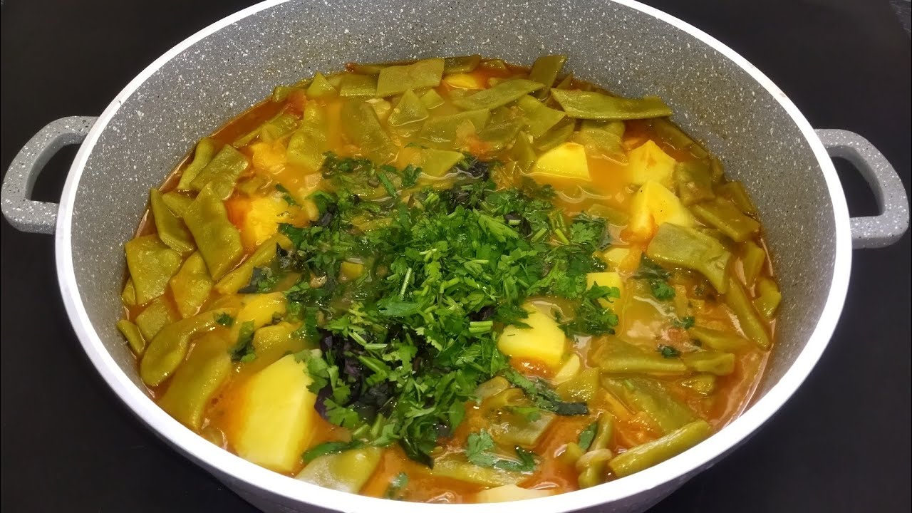 կանաչ լոբով հագանի(խիտ, թանձր ճաշ) , շատ համեղ ամառային ուտեստ как вкусно приготовить зелёный фасоль