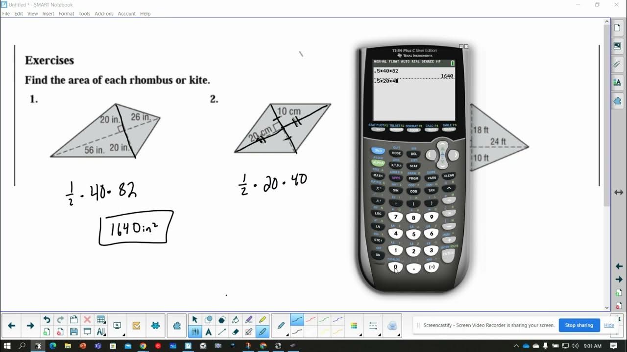 Lesson 2 Areas of Trapezoids Rhombi and Kites Part 2 Exercises 1 to 6
