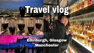 Travel Vlog l Edinburgh Glasgow Manchester drinking whisky tour in Scotland new year party vlog