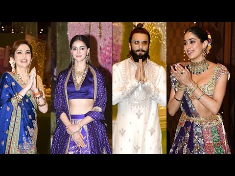 Ambani Pooja Ceremony: Ranveer, Janhvi Kapoor, Ananya, Shanaya , Manushi,Sanjay, Nita Ambani