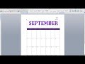 How to create a one month calendar in MS Word