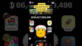 [27 December] Dropee Airdrop Question of the day today  |dropee daily combo today question answer