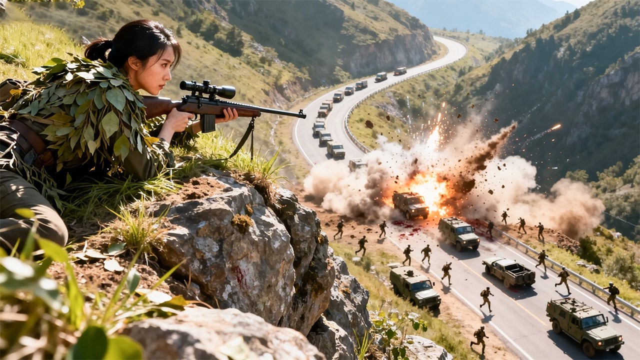 美女特工山顶架起狙击枪，锁定日军车队，一枪引爆全军覆没！⚔️抗日 | 特种兵 | Kong Fu