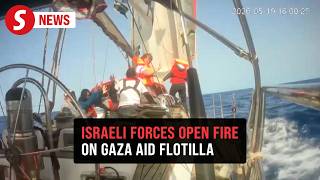Israeli forces fired shots at Gaza aid flotilla vessels, video shows