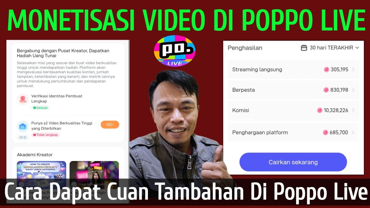 Monetisasi Video Di Poppo Live || Fitur Pusat Pembuat Video Di Apk Poppo Live Penghasil Uang