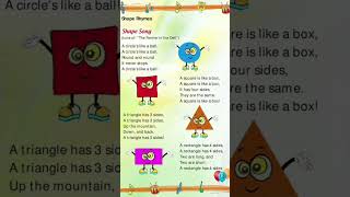 Shape Song |poem |#nurseryrhymes #kidssongs #shorts #shapes #shapesong #shapesforkids #viral