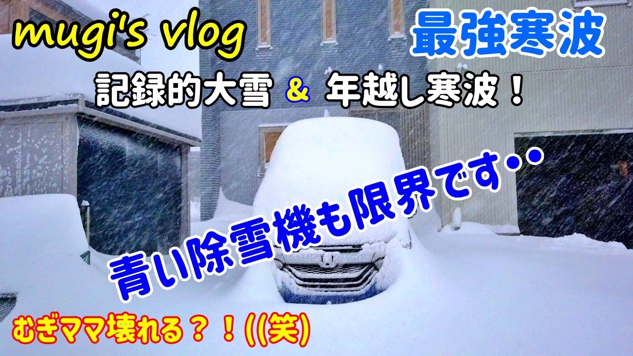最強寒波と記録的大雪と！】ついにむぎママ壊れる？！((笑) 青い除雪機