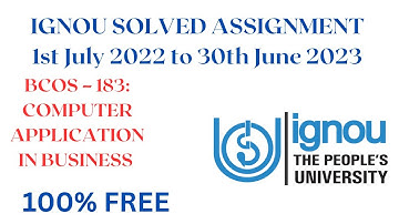 BCOS 183 SOLVED ASSIGNMENTS 2022-23 IN ENGLISH | BCOS 183 SOLVED ASSIGNMENT 2022 23 IN ENGLISH