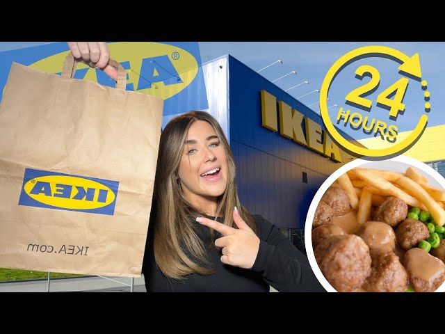 ONLY EATING IKEA FOOD FOR 24 HOURS!!! class=