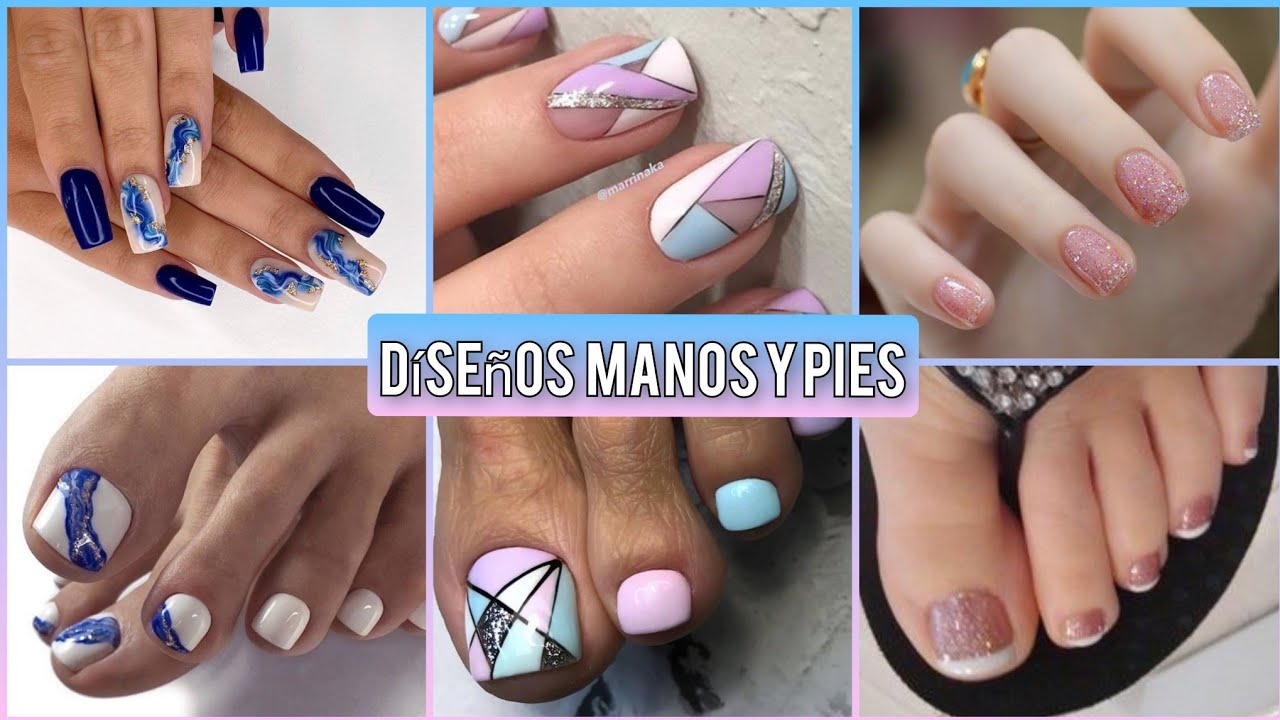 DISEÑOS DE UÑAS SET MANOS Y PIES 2021 COMBINACIONES DE UÑAS PARA PIES Y  MANOS #nail #uñaspies #2021 - YouTube