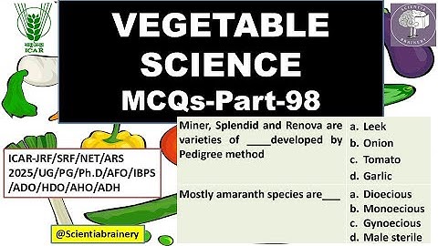 Vegetable Science-ICAR/ASRB(Part-98) #aho #jrfhorticulture  #icarnet #jrf2025 #ASRBNET2024 #net2025