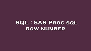 SQL : SAS Proc sql row number