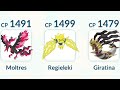 MOLTRES, REGIELEKI, GIRATINA 