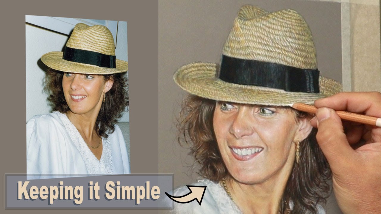 Pastel Portrait Tutorial ~ How to draw Realistic Hat and White Shirt ...