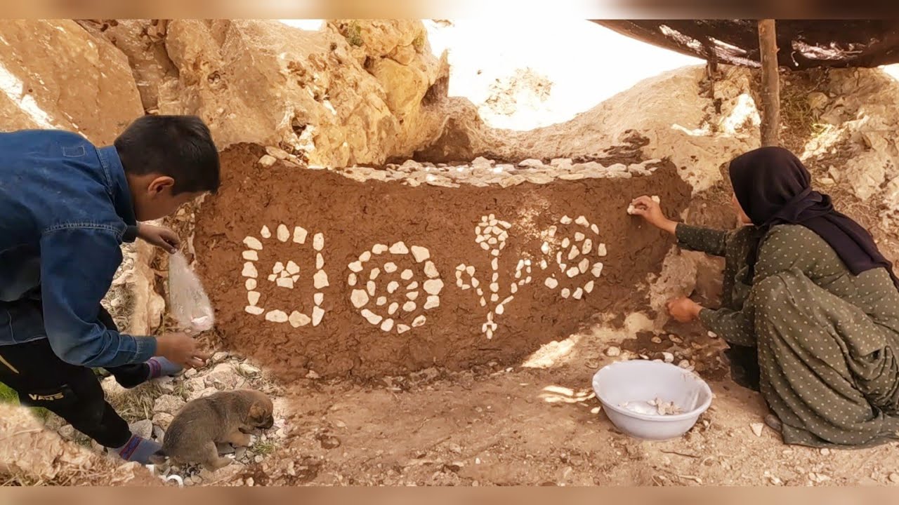 Nomadic life in Iran, making a platform in the black tent of the nomads