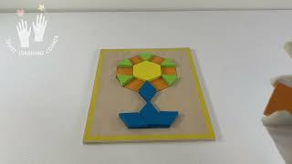 Learning Shapes and Colors putting together Pattern Block Puzzles