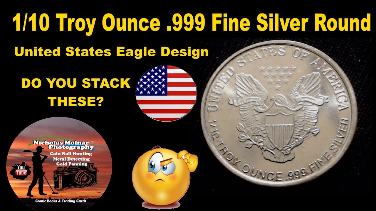 1/10 Troy Ounce  999 Fine Silver Round United States Eagle Design
