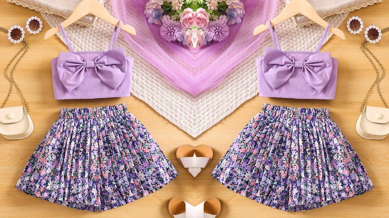 Baby Bow Front Cami Top With Pleated Shorts Cutting and Stitching/Very Easy and Beautiful Baby Dress