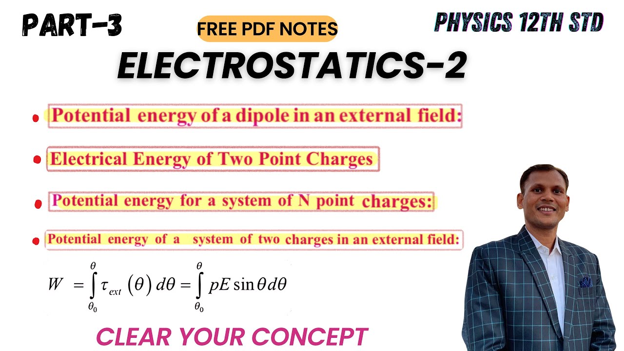 Potential Energy of a dipole in an external field | Derivation for ...