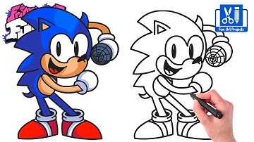 How To Draw Sonic Dancing Meme | Como dibujar Friday Night Funkin FNF Easy Step By Step